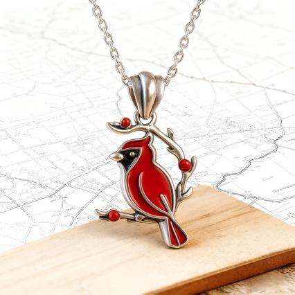 Collana Ciondolo Uccello Croce Rossa alla Moda per Donne Dolce Retrò Gocciolante Olio Animali Accessori