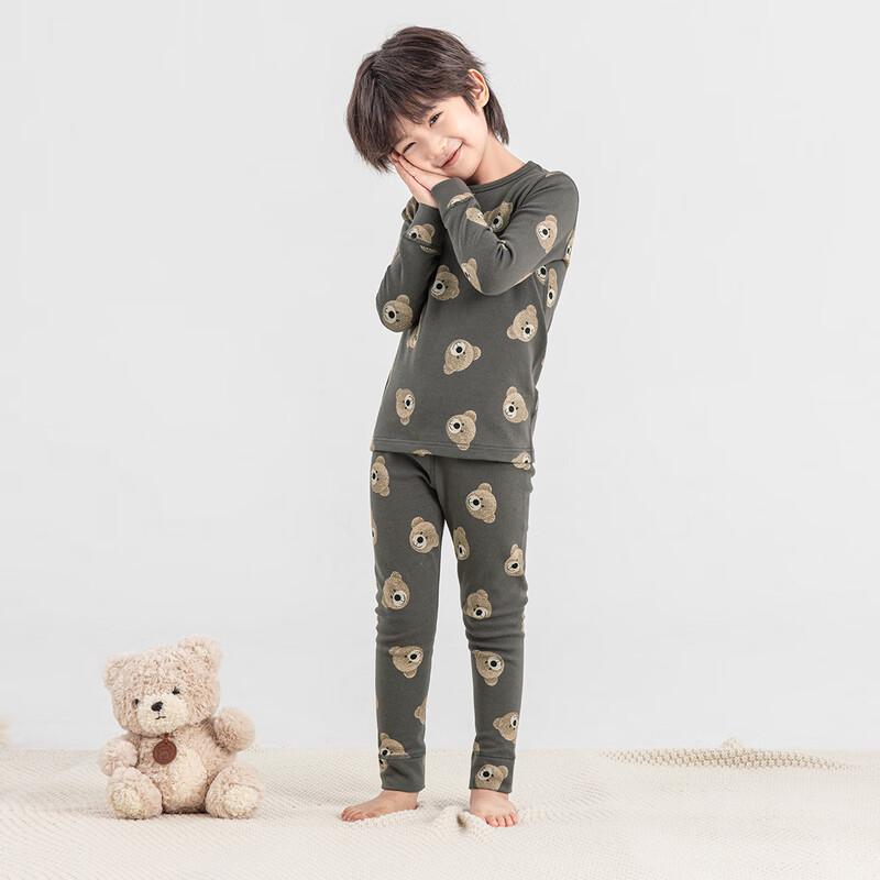 Boys' Bear Print Thermal Sleepwear Set