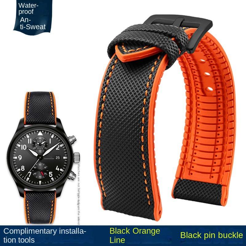 20mm 22mm 23mm 24mm Nylon Rubber Bottom Waterproof Watch Band for Longines IWC Pilot Mark 18 Seiko Omega Series Watchband Strap