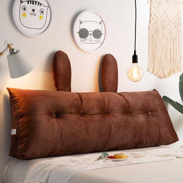 Solid Color Bedside Cushion Large Soft Velvet Backrest Pillow Couple Removable Cute Back Support Pillow Short Plush Seat Cushion