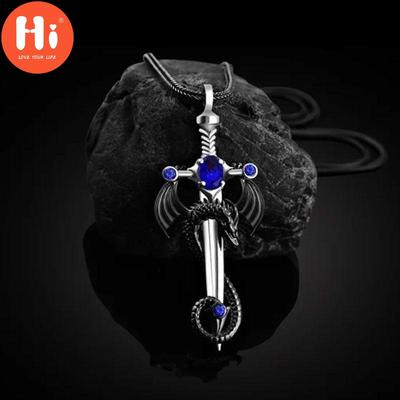 Retro-Drachenschwert-Anhänger-Halskette, Herrenmode, exquisite Halskette, Wikinger-Anime-Schmuck, Zubehör, Halloween-Geschenk, einzigartiges Design, Trend-Herrenanhänger