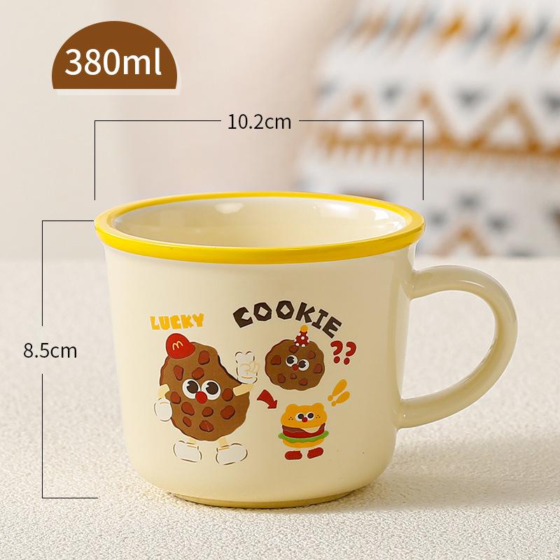 Niedliches Geschenk Keramiktasse Souvenirtasse Frauen Becher Cartoon Wassertasse Haushalt Kaffeetasse mit Deckel Löffel Kinder