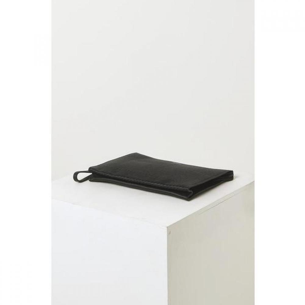 Daks Black Leather Clutch Bag With Check Pattern Dbba2e306bk