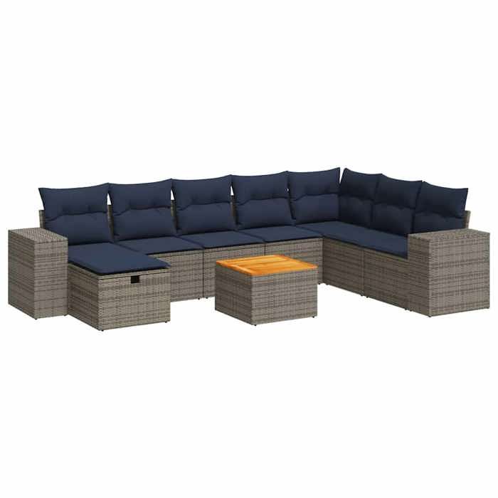 VidaXL Salon de jardin 9 pcs avec coussins gris résine tressée 3325890