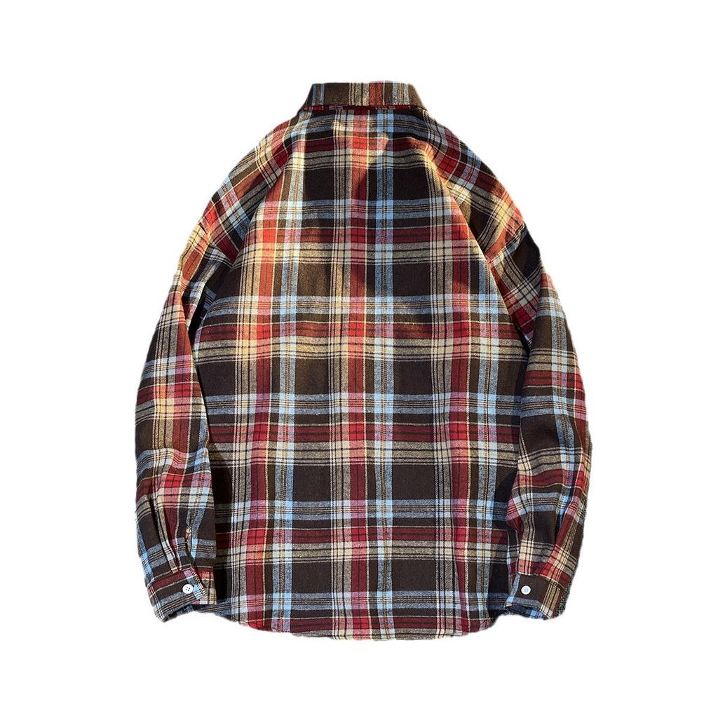 Autumn and Winter Fashion American Casual Long-sleeved Plaid Shirt Men Loose Versatile Retro Fur Shirt Jacket Men