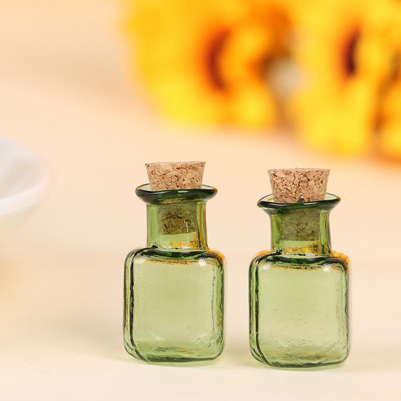1/2/3/10PCS 1:12 Dollhouse Miniature Mini Glass Bottle Cork Cover Tiny Jar Vials Model Doll House Decoration Accessories