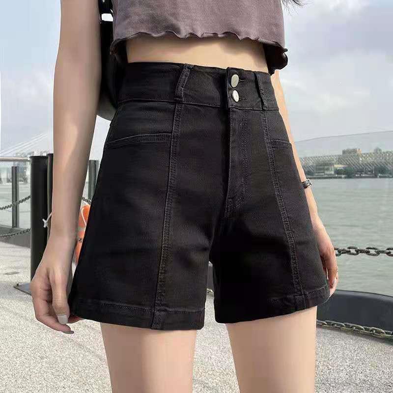 High-Waisted Elastic Denim Shorts for Women - Summer Slimming, Plus Size, Loose Wide-Leg, A-Line Style
