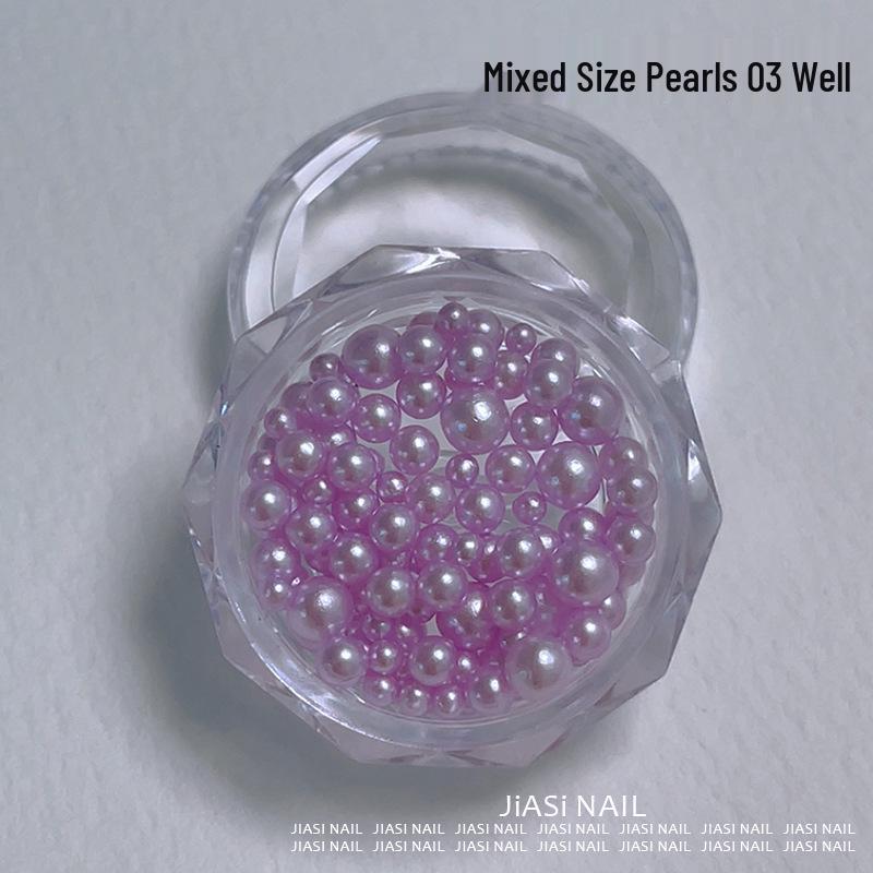 Christmas 12-Grid Mixed Color Pearl Nail Art High-Gloss 3D Beads Decorations