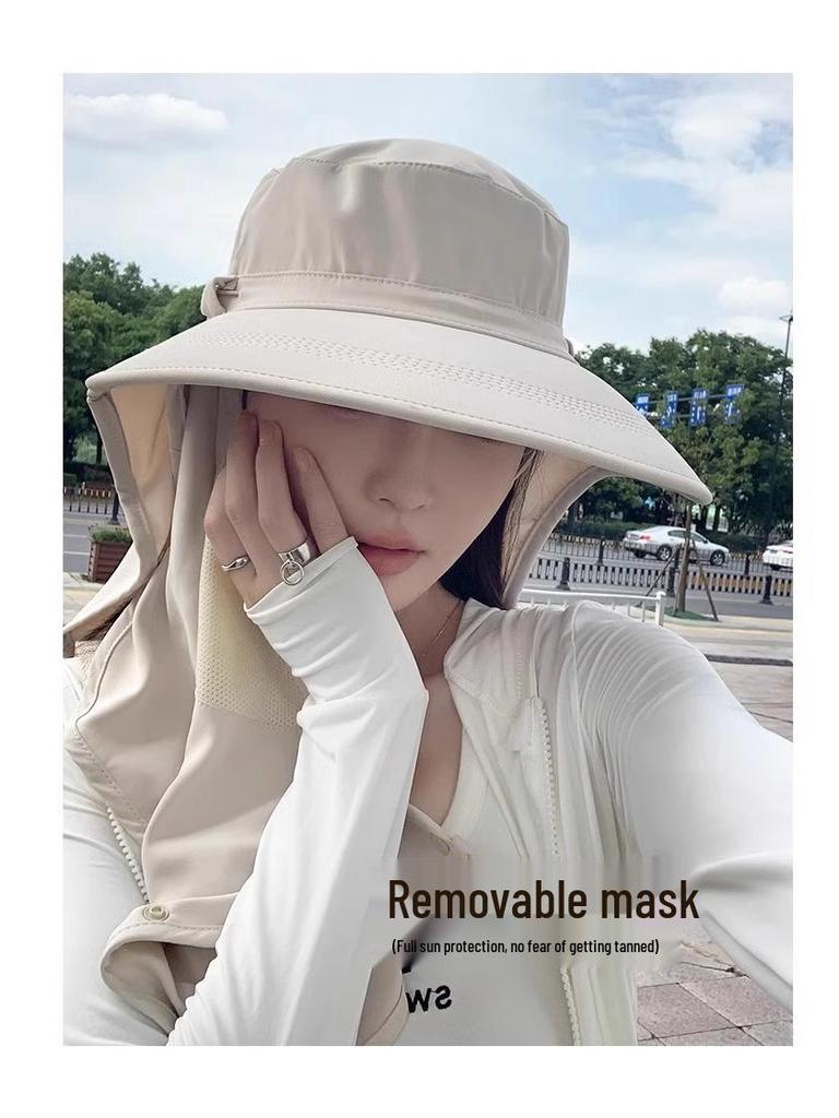 Women's All-in-One Sun Protection Hat with Breathable Face Mask & Neck Guard - UV Shield for Outdoor Summer Activities