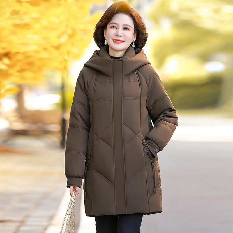 

Пуховик для среднего и пожилого возраста Зимняя хлопковая куртка больших размеров Теплая зимняя одежда Повседневный пуховик 5XL темно-коричневого