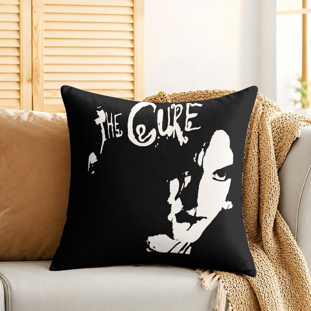 The CCure Rock Band Cushion Cover Silky Short Plush Invisible Zipper Dustproof Sofa Pillow Case For Home Decor
