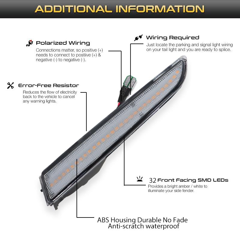 2pcs Car Front Side Marker Parking Lights Fender Corner LED Amber Fit for 2010-2012 Ford Fusion(aka Mendeo) Turn Signal Light