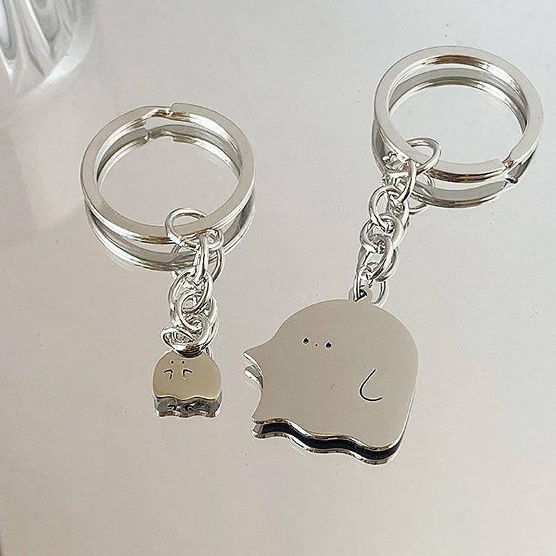 Mode Cartoon Geist Paar Schlüsselanhänger Anhänger Niedlicher Kleiner Geist Schlüsselring Tasche Schmuck Zubehör Für Liebhaber Beste Freunde Geschenke