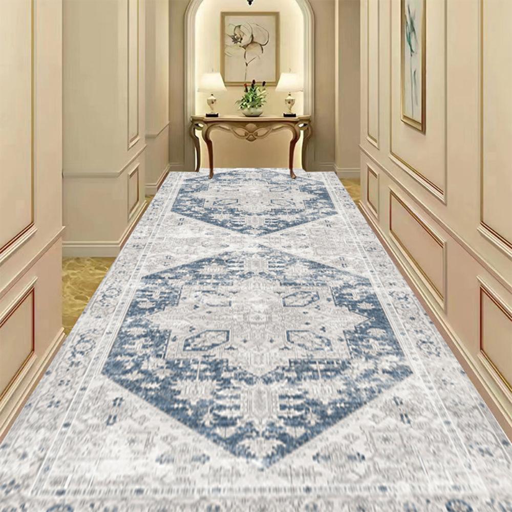 Retro Long Corridor Carpet Luxury Decoration Home Hallway Rug Non-slip Washable Stair Passageway Runner Foot Mat Customizable