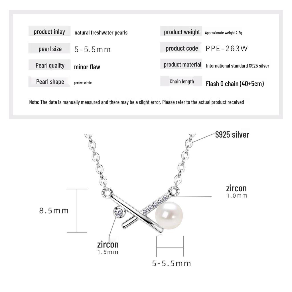 Freshwater Pearl & Diamond-Set Silver Pendant Necklace for Women