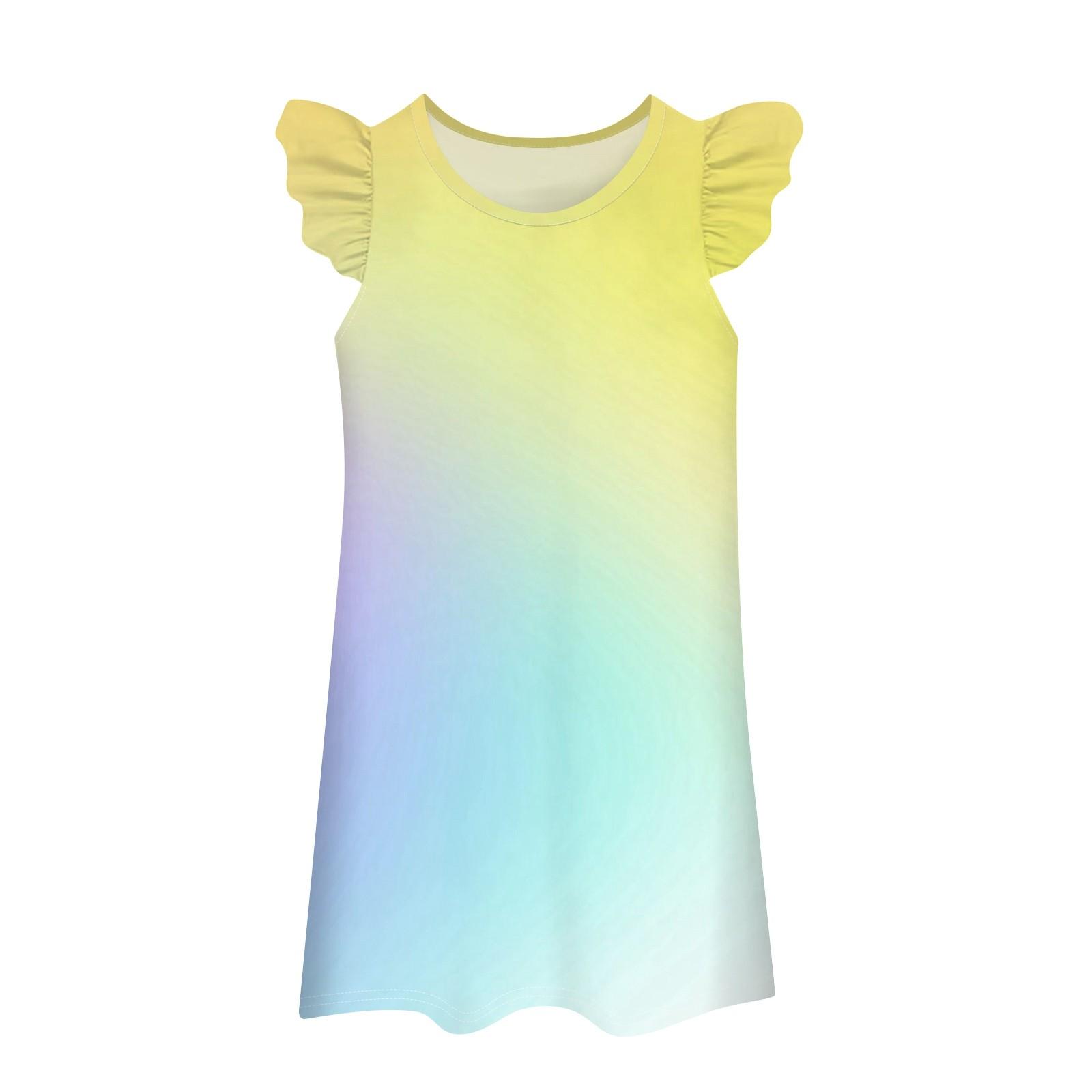 

Детское платье, юбка с развевающимися рукавами, однотонное повседневное платье 90 жёлтый