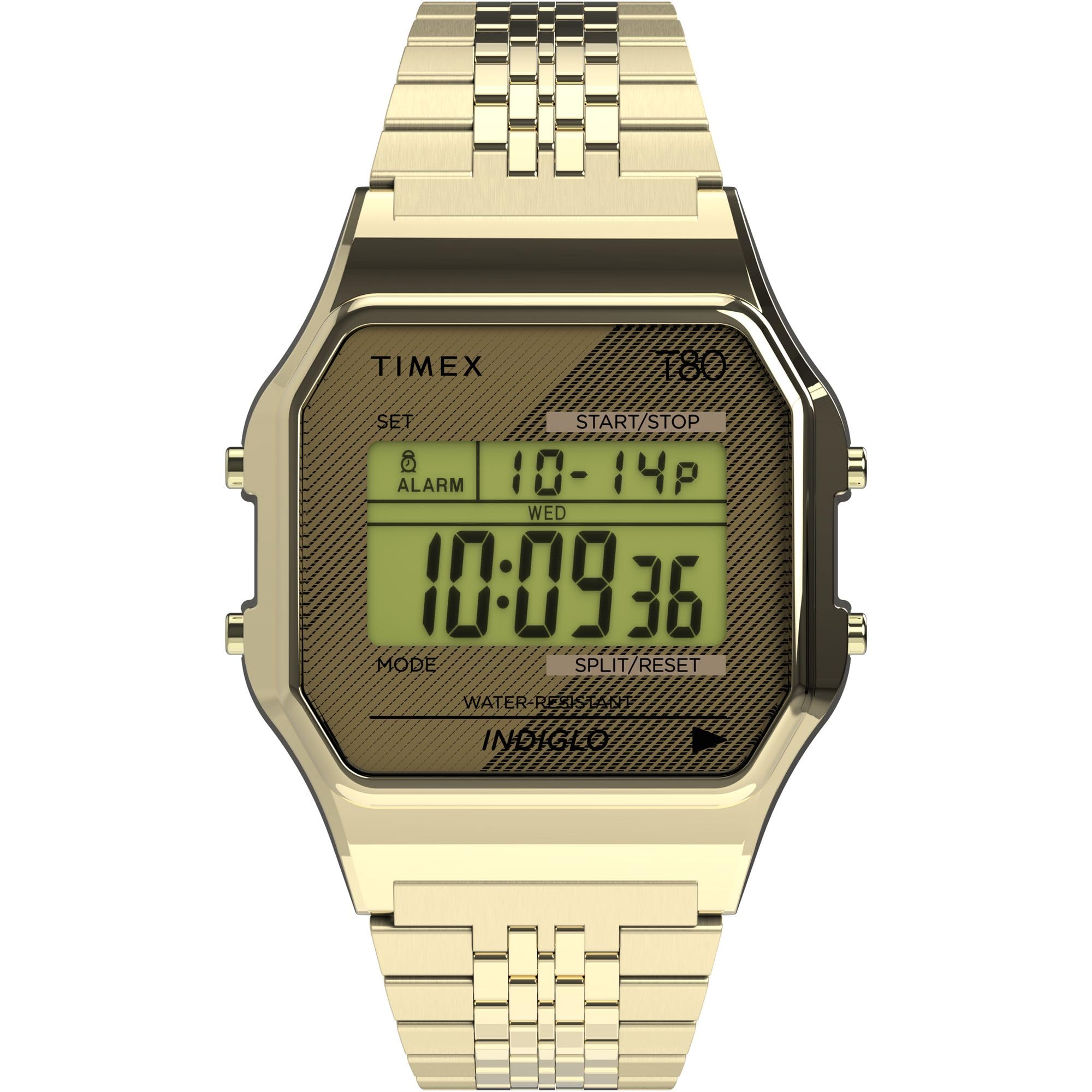 Часы Timex T80 34 мм с золотым браслетом