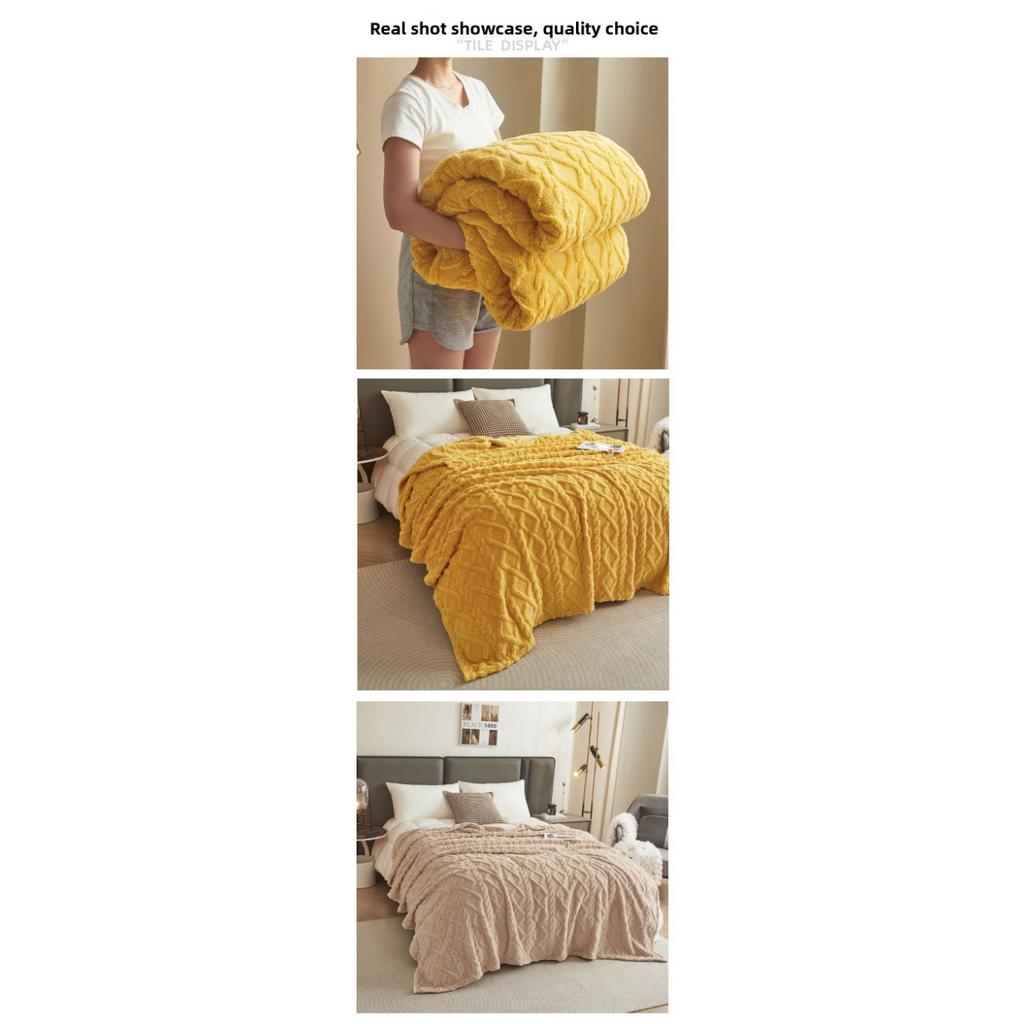 Tafu Velvet Thickened Jacquard Coral Fleece Blanket Flannel Blanket Cover Blanket Gift Air Conditioning Blanket