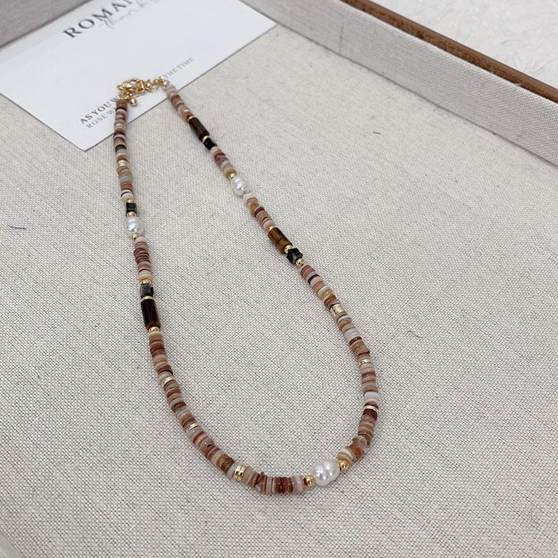Meng Ziyi Style Natural Stone Pearl Necklace: Women's Retro Light Luxury High-End Clavicle Chain for Spring/Summer