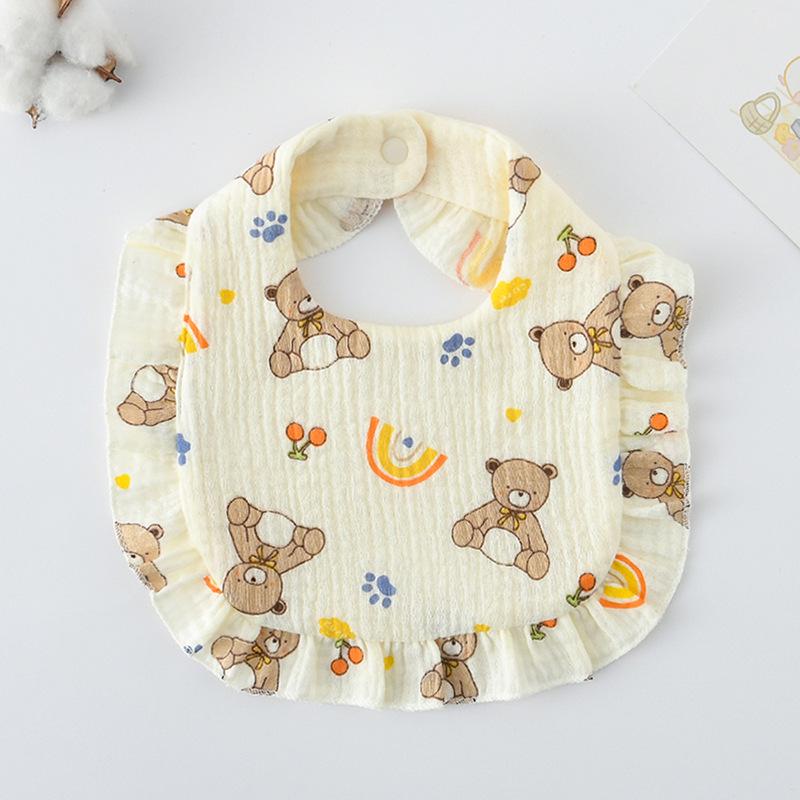 Ruffle Baby Drool Bibs: Pure Cotton Printed Lace Bibs