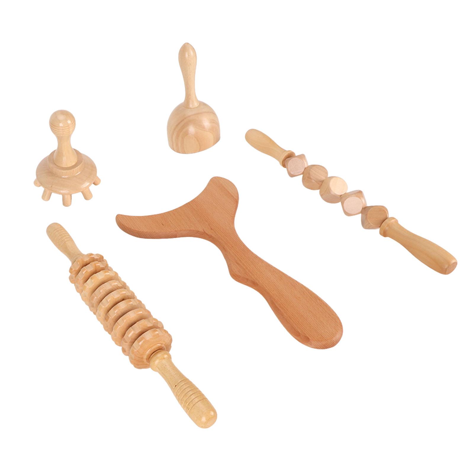 

Набор инструментов для массажа по дереву 5 в 1 Лимфодренажный уход за здоровьем Моделирование тела Антицеллюлитный массаж