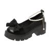 Fashion Pearl Bow Mary Jane Sandals 2025 Summer Women Lolita Thick High Heels Shoes Women Japanese Style Small Leather Shoes