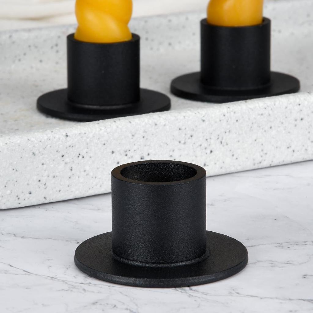 DEYBBY Black Metal Taper Candle Holders Set of 8, Short Iron Candlestick Holders for Anniversary Dinner Housewarming Room Decor Wedding