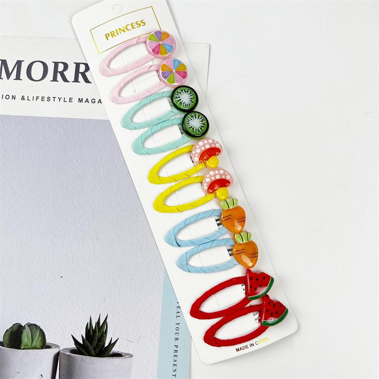 2021 Cute 10 Pcs/set Cartoon Hair Clips for Baby Girl Hairclip Flower Fruit Hair Pins Kids Hair Accessories Gift