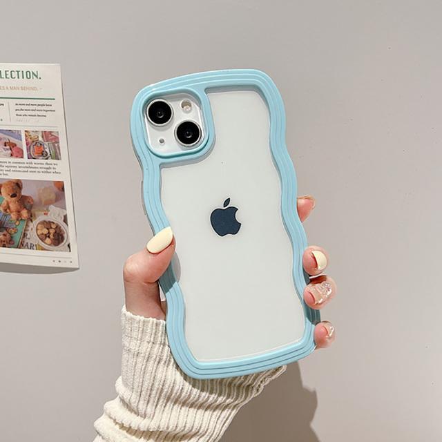 

Милый корейский прозрачный мягкий чехол 2n1 Wave для Iphone 11 14 13 12 Pro Max Xr X Xsmax 7 8 Se 2020 2022, прозрачная противоударная задняя крышка For iPhone 13