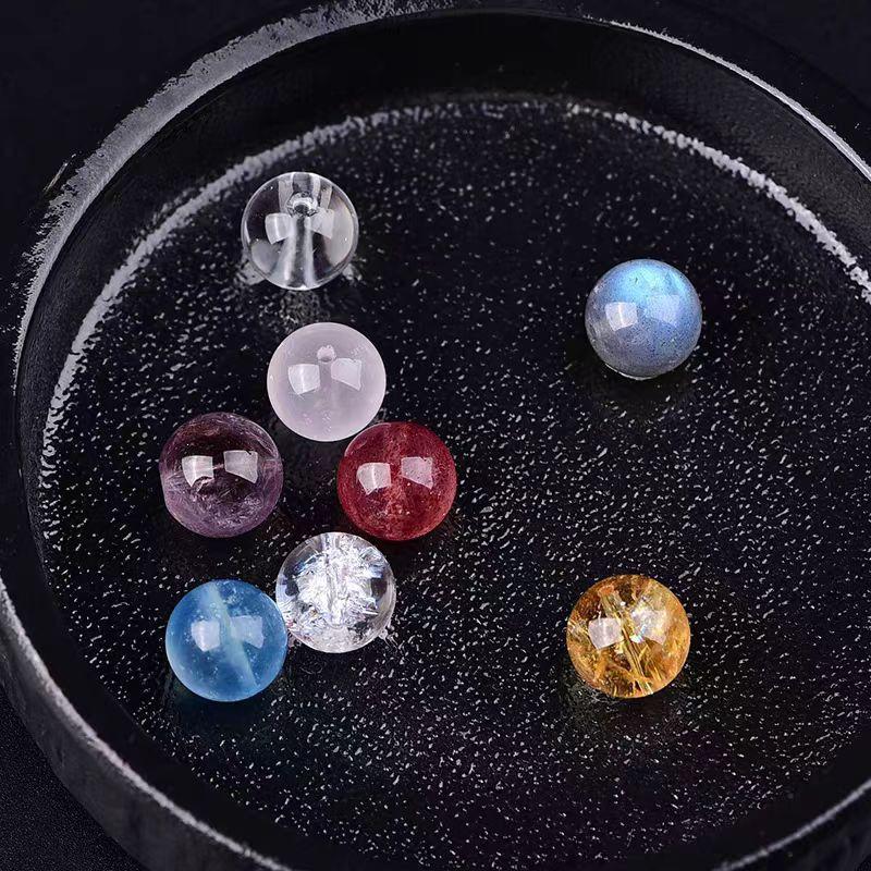 Runde Erdbeerquarz-Perlen für DIY-Armbänder - Echte Kristall-Schmuckzubehör