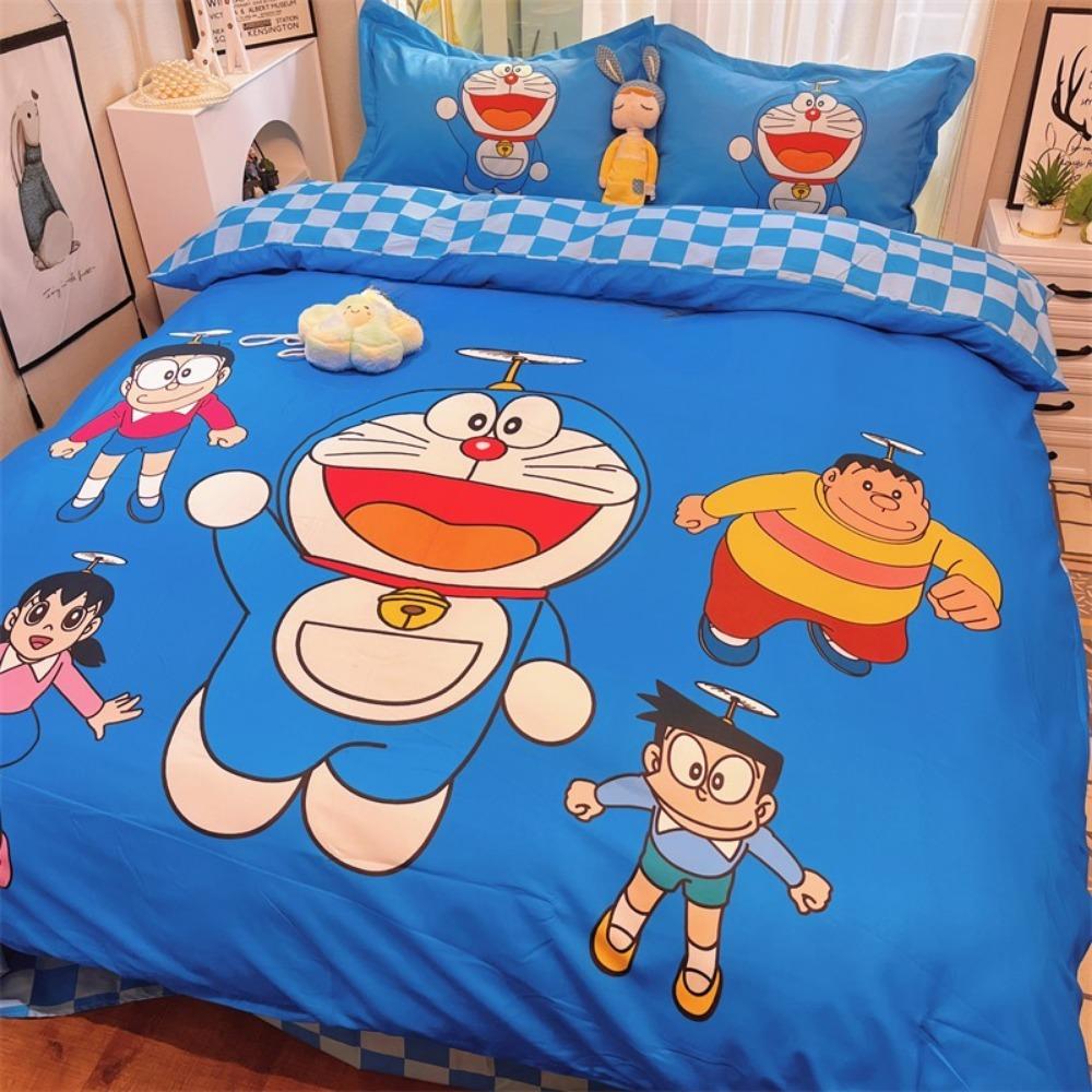 Blue robotic cat bedroom set,Children'sGift Teenagers adulte Microfibre double bed 2/3 pieceDuvet Coverwith Zip Room Decor