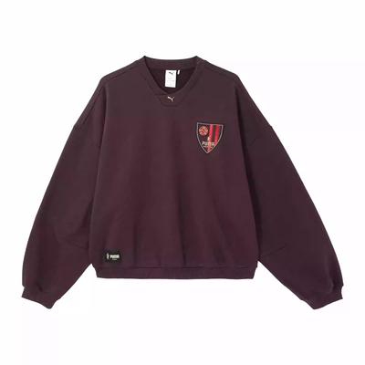 Puma Future Of Classic Crew Casual Pullover Long Sleeve Sweatshirt Unisex Sweatshirt Midnight-Purple Crimson 630479-89