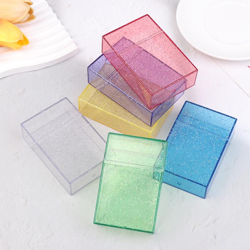 Clear Glitter Small Storage Box Kpop Photo Mini Card Holder Flip Lid Photo Case Small Stationery Card Holder Organizer