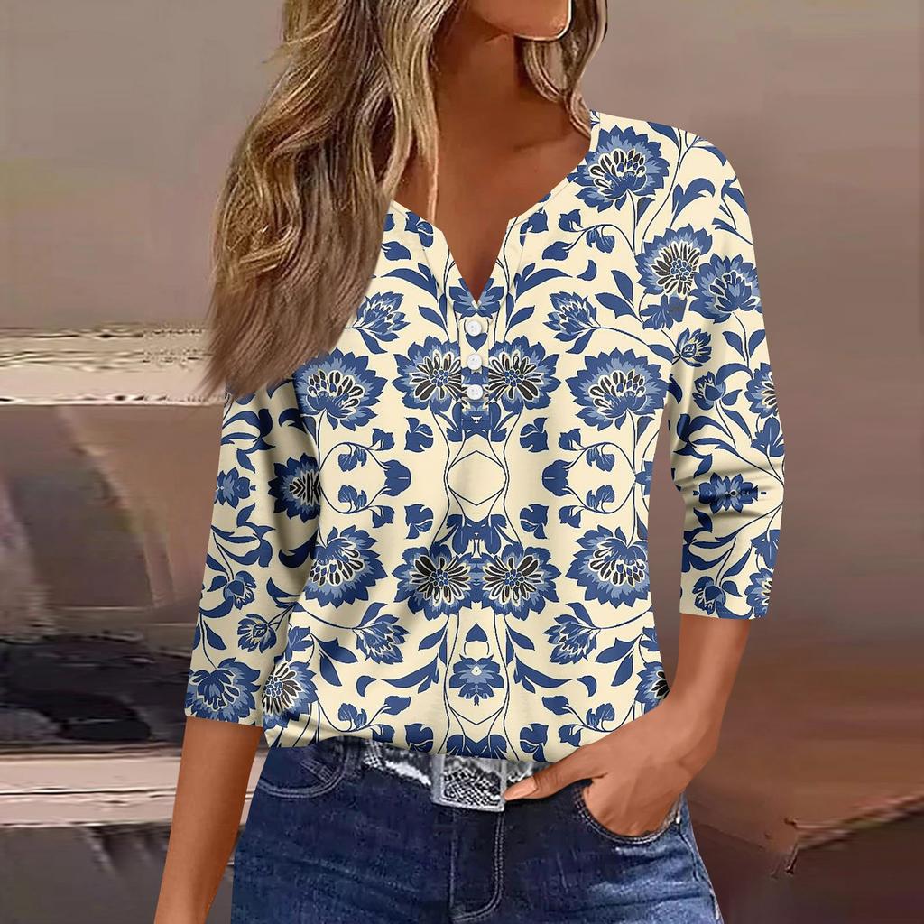 Women's 3/4 Sleeve Shirts Graphic Tees Shirts Casual Basic Tops Pullovers
