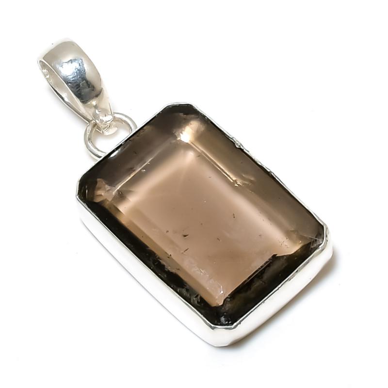 Wunderschöner Rauchquarz Edelstein Anhänger 925 Sterlingsilber - Handgefertigtes Design, Alltagsschmuck, Einzigartiger Rauchquarz Anhänger Geschenk für Männer