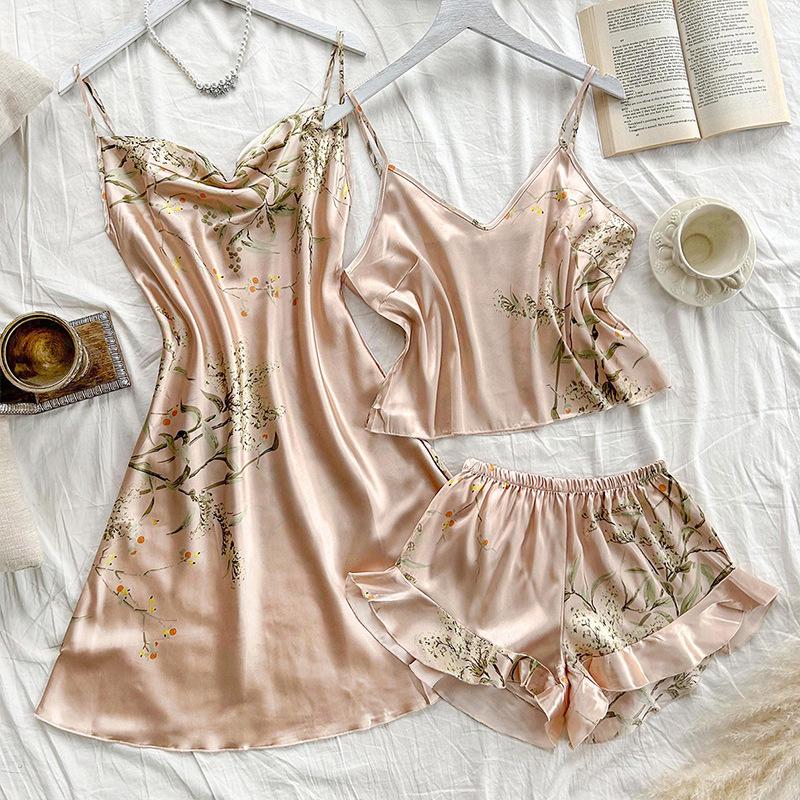 European-Style Silk Imitation Backless Slip Dress - Women's Summer Nightgown