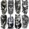 1 Sheet Forest Tribal Wolf Temporary Tattoos For Men Women Arm Leg Tatoos Waterproof Realistic Fake Tattoo Stickers Long Lasting