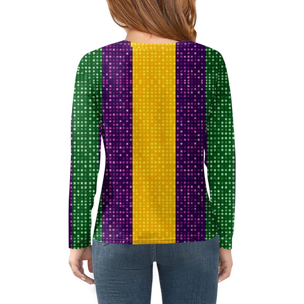 Magliette a Maniche Lunghe da Ragazza Top Autunnali per Bambini T-shirt Basic Stampate Girocollo