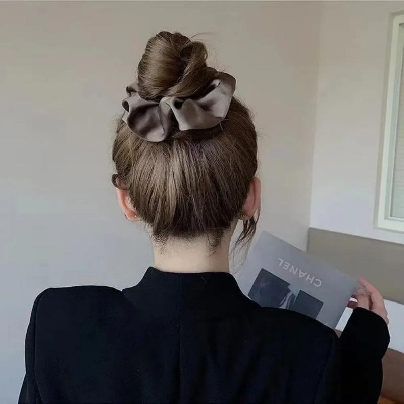 Women Silk Satin Scrunchies Korean Fashion Simple Ladies Girls Elastics Hair Band Ponytail Hold Hair Accessories
