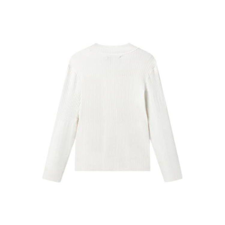 FILA White Special Series Solid Color Knitted Long Sleeve Crew Neck Sweater Women sweater F11W247403F-IV