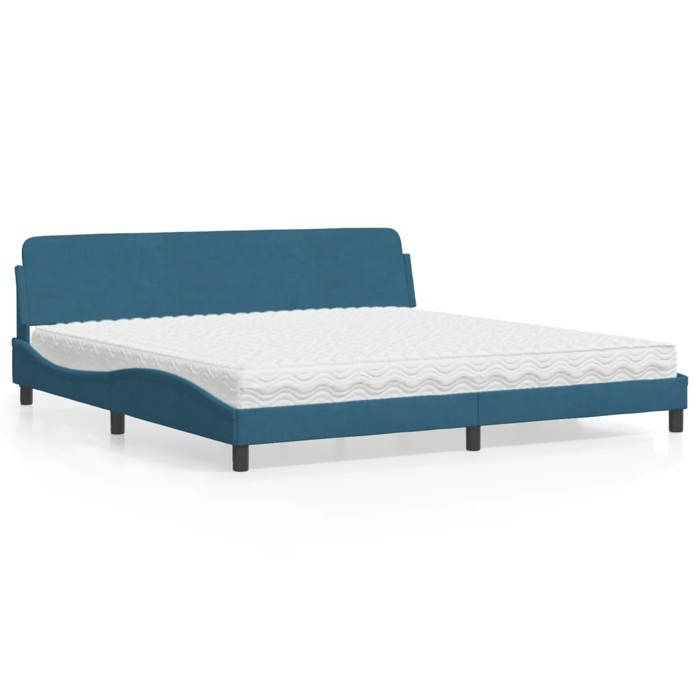 VidaXL Lit avec matelas bleu 200x200 cm velours 3208475