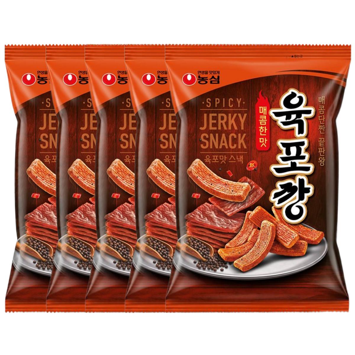 Seoul Pantry Nongshim Yukpokkang Beef Jerky Flavored Snack Savory Crunch 90G 5 Packs