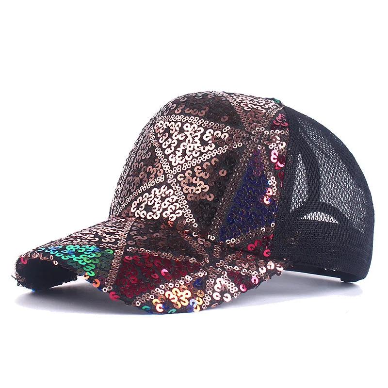 Brand Oohmy Baseball Cap Adjustable Glitter Mesh Trucker Hat Sequins Embroidery Hats for Women and Teenager Girls Snapback