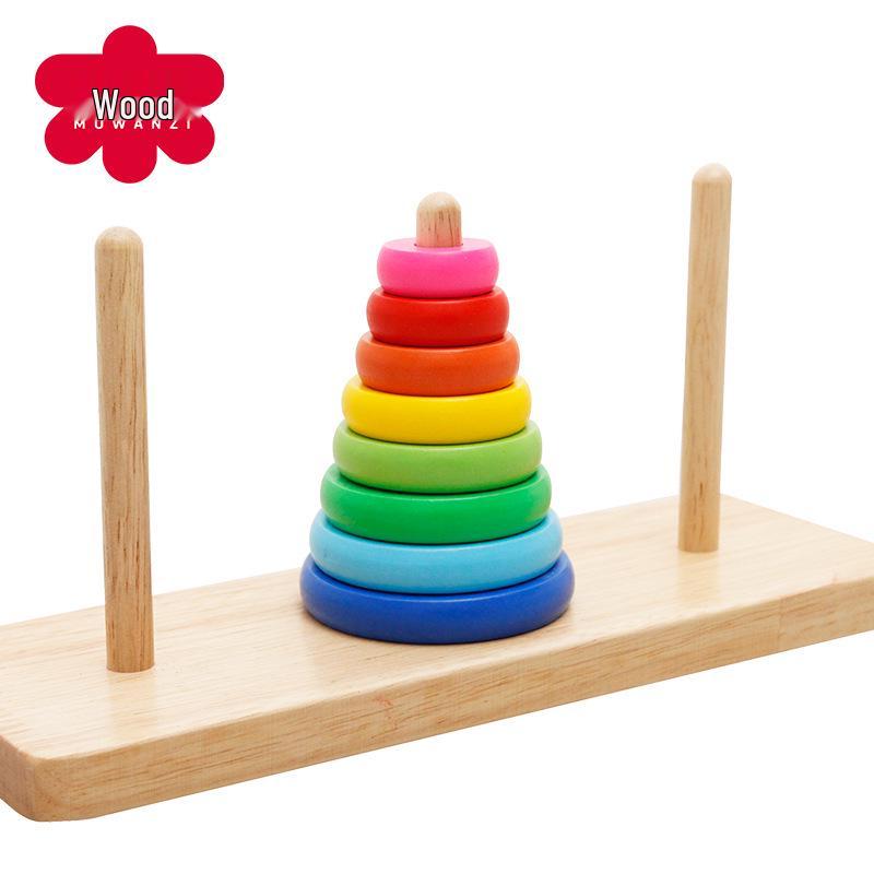 

Детские развивающие радужные кольца для складывания - Деревянные бусины и блоки для сопоставления цветов