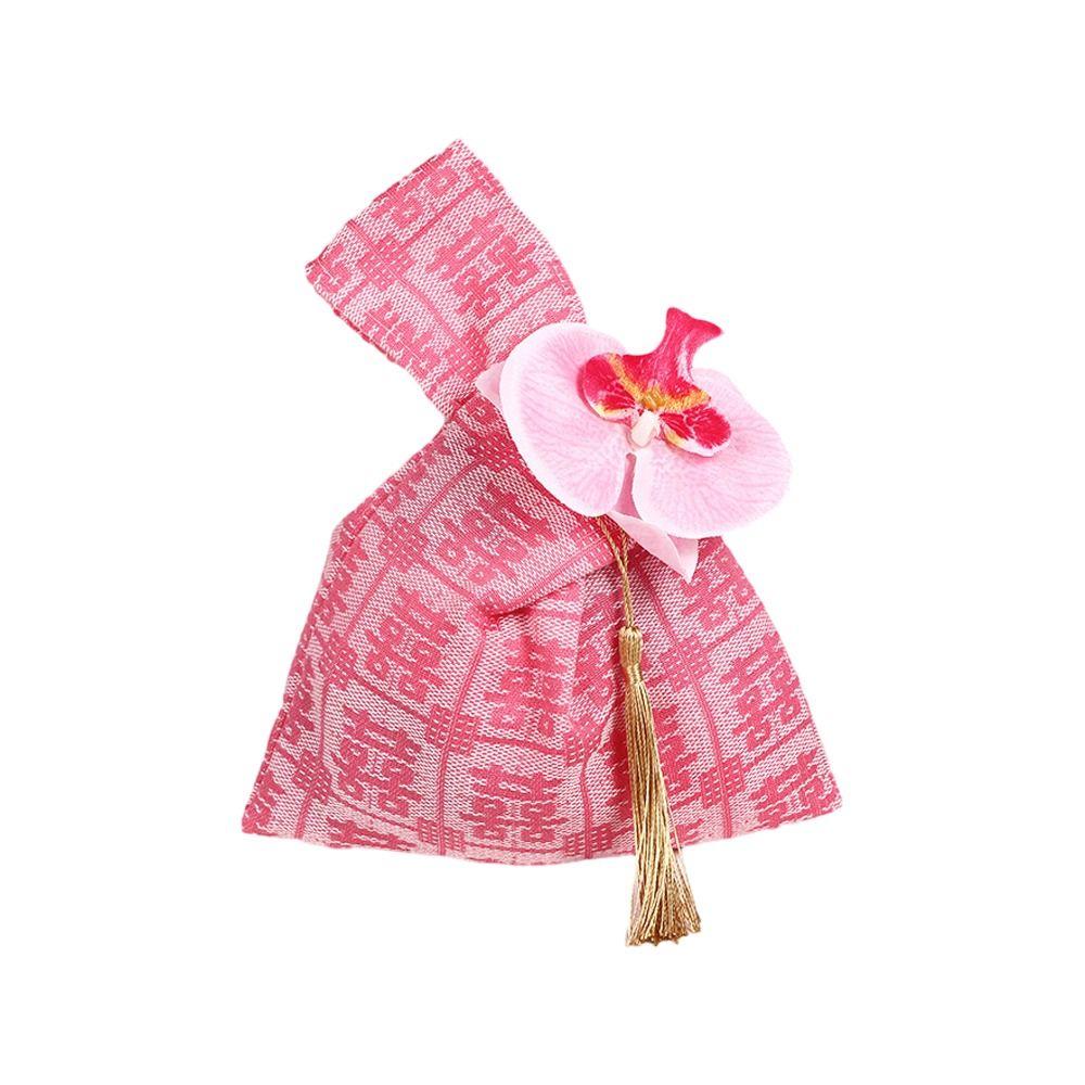 Pearl Handle Wedding Drawstring Bag Satin Bow Letter Flower Tassel Knot Wrist Bag Large Capacity Bucket Bag