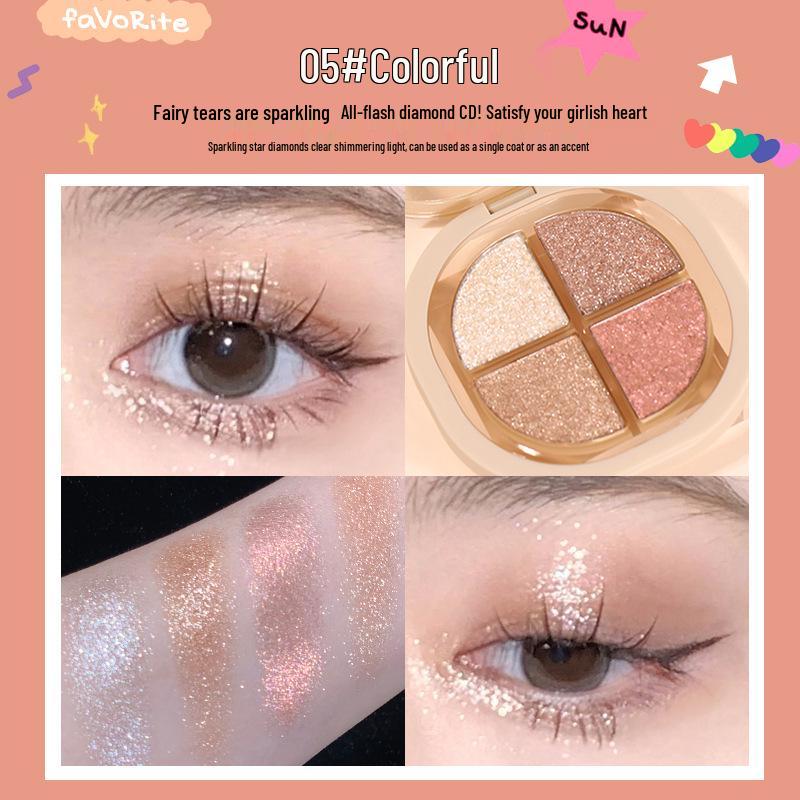 NOVO5676 Shimmer & Matte 4-Color Eyeshadow Palette: Waterproof, Sweatproof, Non-Smudging, Easy Application, Genuine.