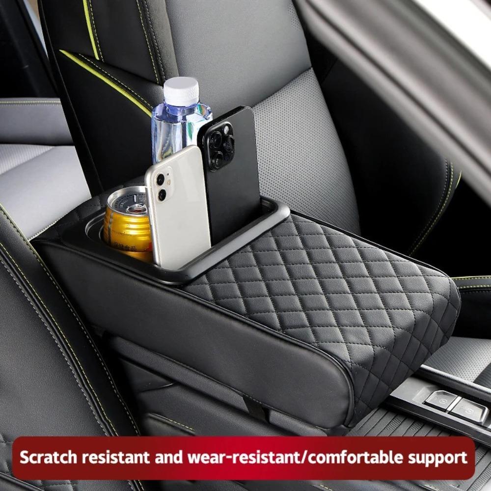 With Cup Holder Center Console Armrest Cushion PU Leather Car Armrest Pillow Universal