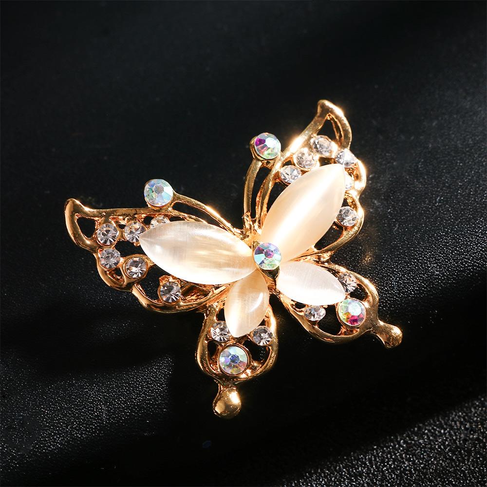 Bridal Crystal Fashion Jewelry Opal Stone Wedding Brooch Pin Butterfly Brooch Pin Rhinestone Women