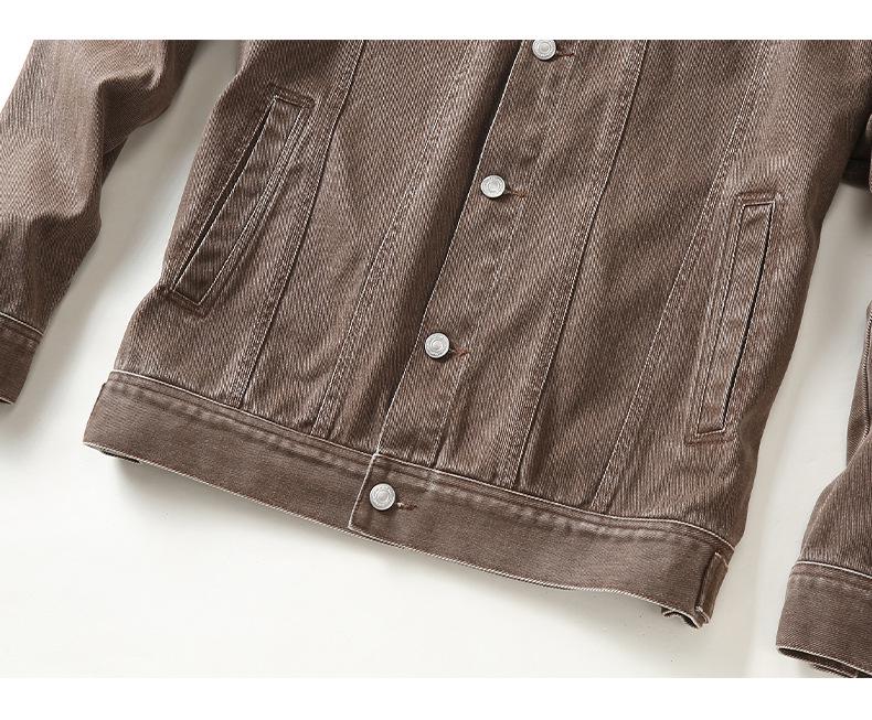 Men's Retro American Denim Jacket: Spring High Street Loose Workwear, Pure Cotton Lapel Top