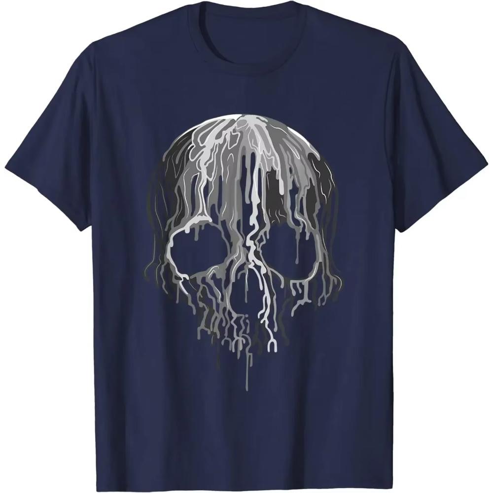 Tající Lebka Černobílé Umění Grafika Gotické Pánské Tričko Pánské Tričko Pánské Oblečení Grafická Trička Bavlna Denní Trička